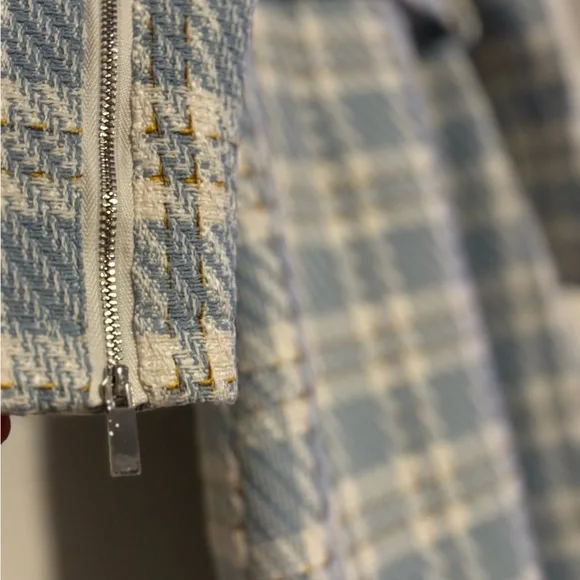 Ivy City Co Long Sleeve Blue and Cream MyKayla thick Plaid Dress - Picture 6 of 7